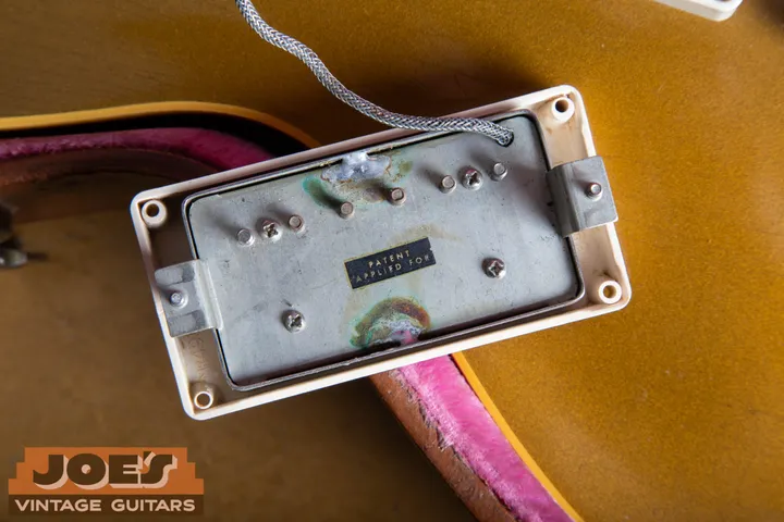 Underside of a 1957 Gibson PAF humbucker with its decal