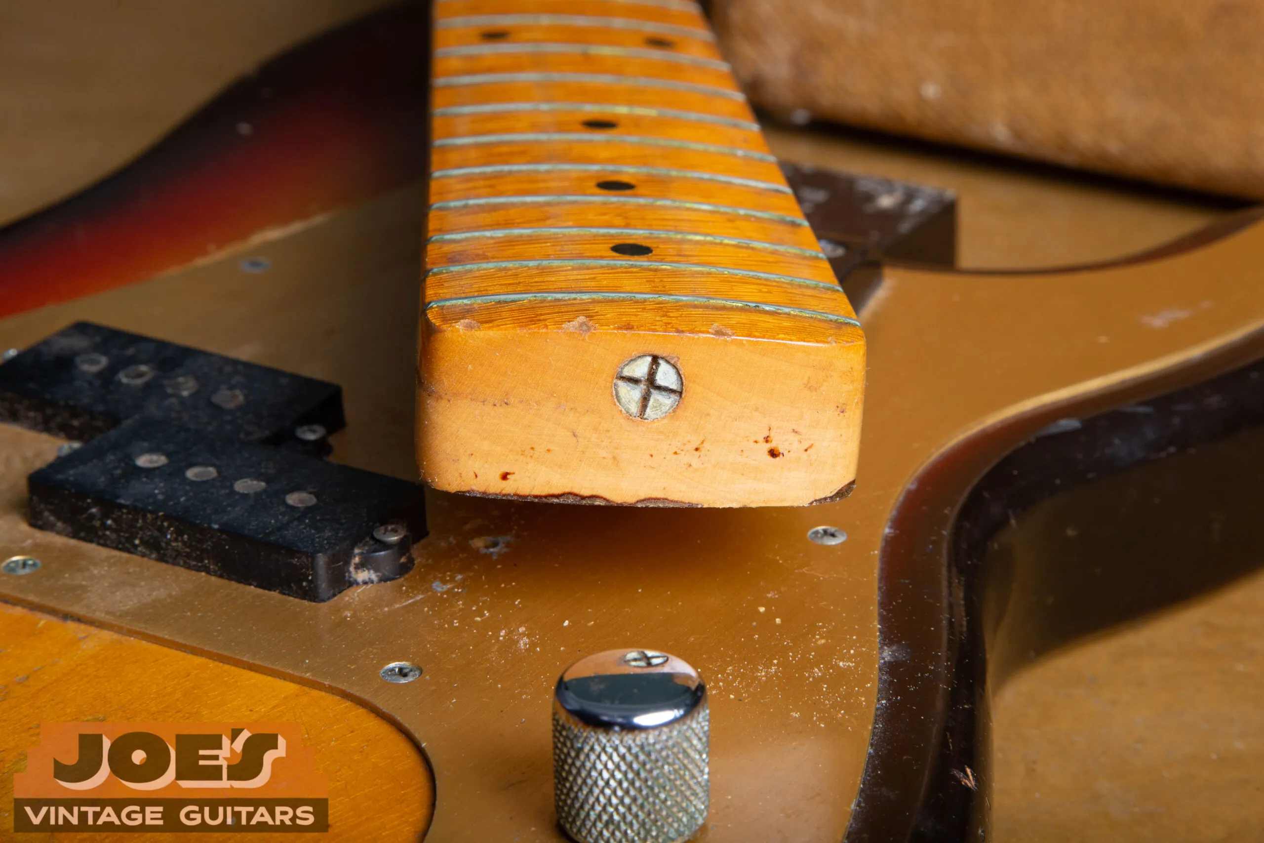 Factory-original 1959 Fender Precision Bass neck heel with no pencil date