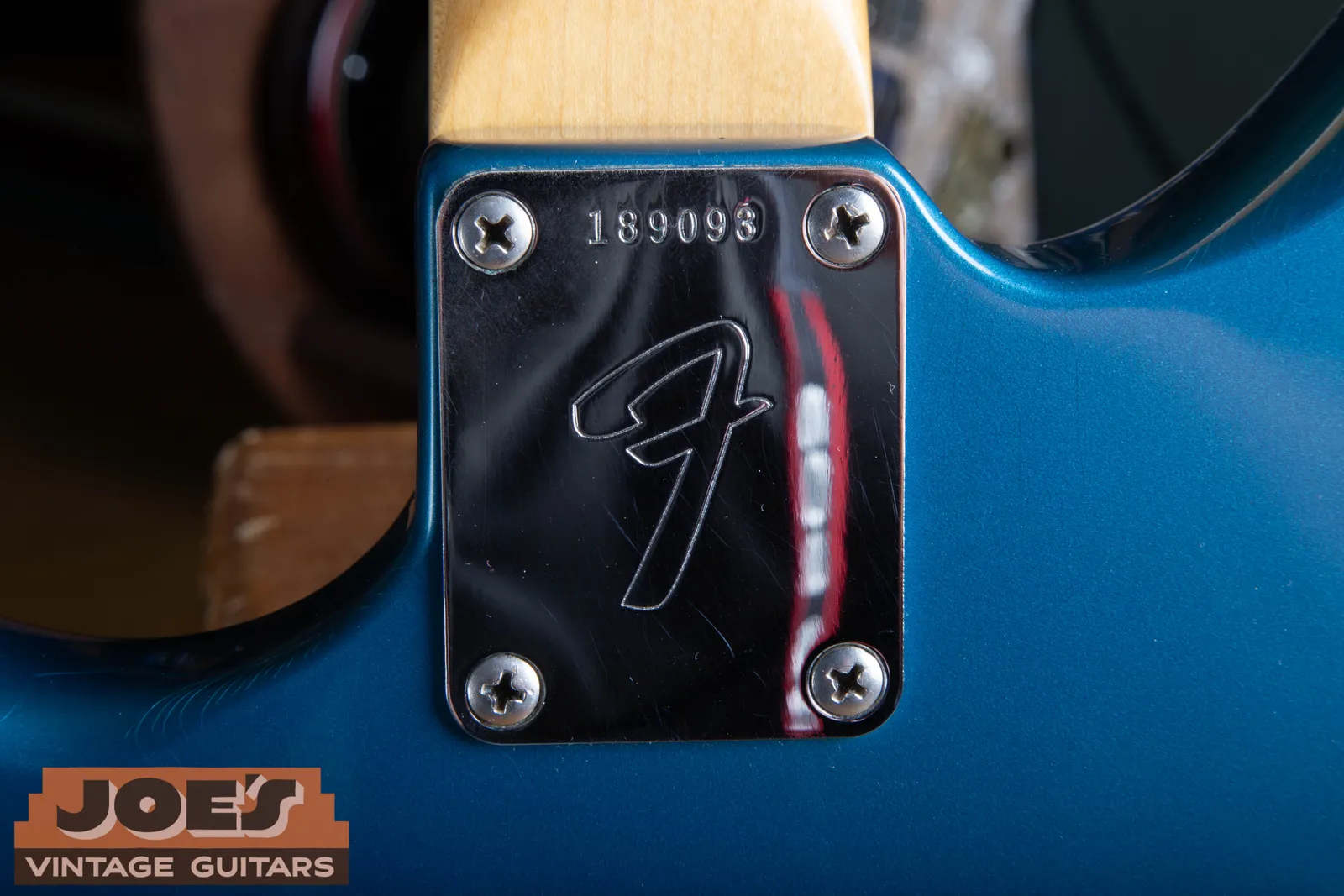 Fender neck plate stamped 189093 on Bill's 1966 Lake Placid Blue Jaguar
