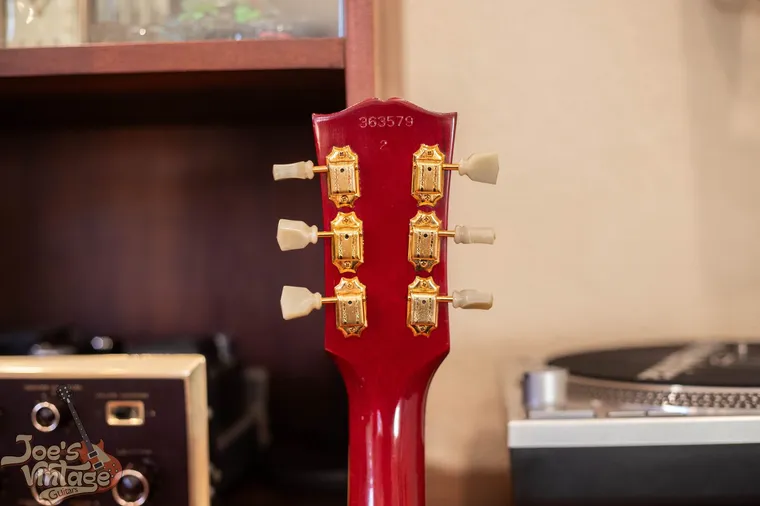 Cherry Gibson ES-345 headstock and lightly worn gold hardware