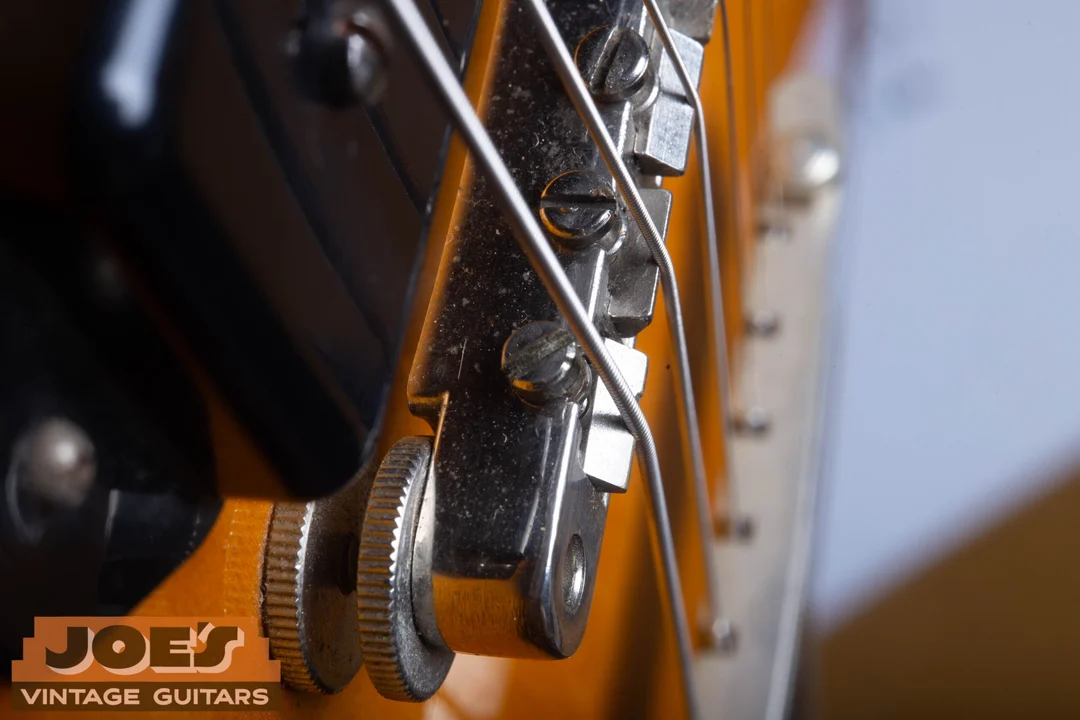 Close-up of an ES-330 ABR-1 bridge with metal saddles and no retaining wire