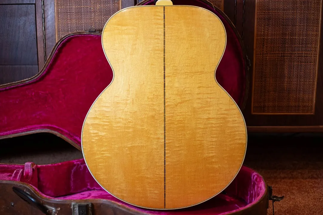 Figured maple back of the 1955 Gibson J-200