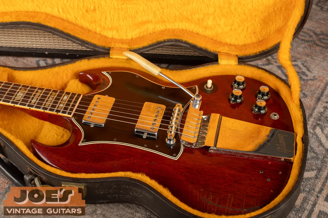 Long chrome Lyre Maestro Vibrola on a late 1960s Gibson SG Standard