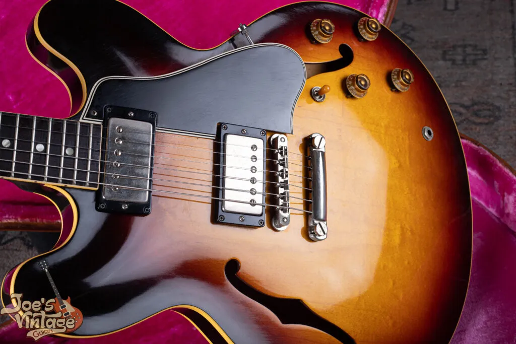 Original sunburst nitrocellulose finish on a 1959 Gibson ES-335