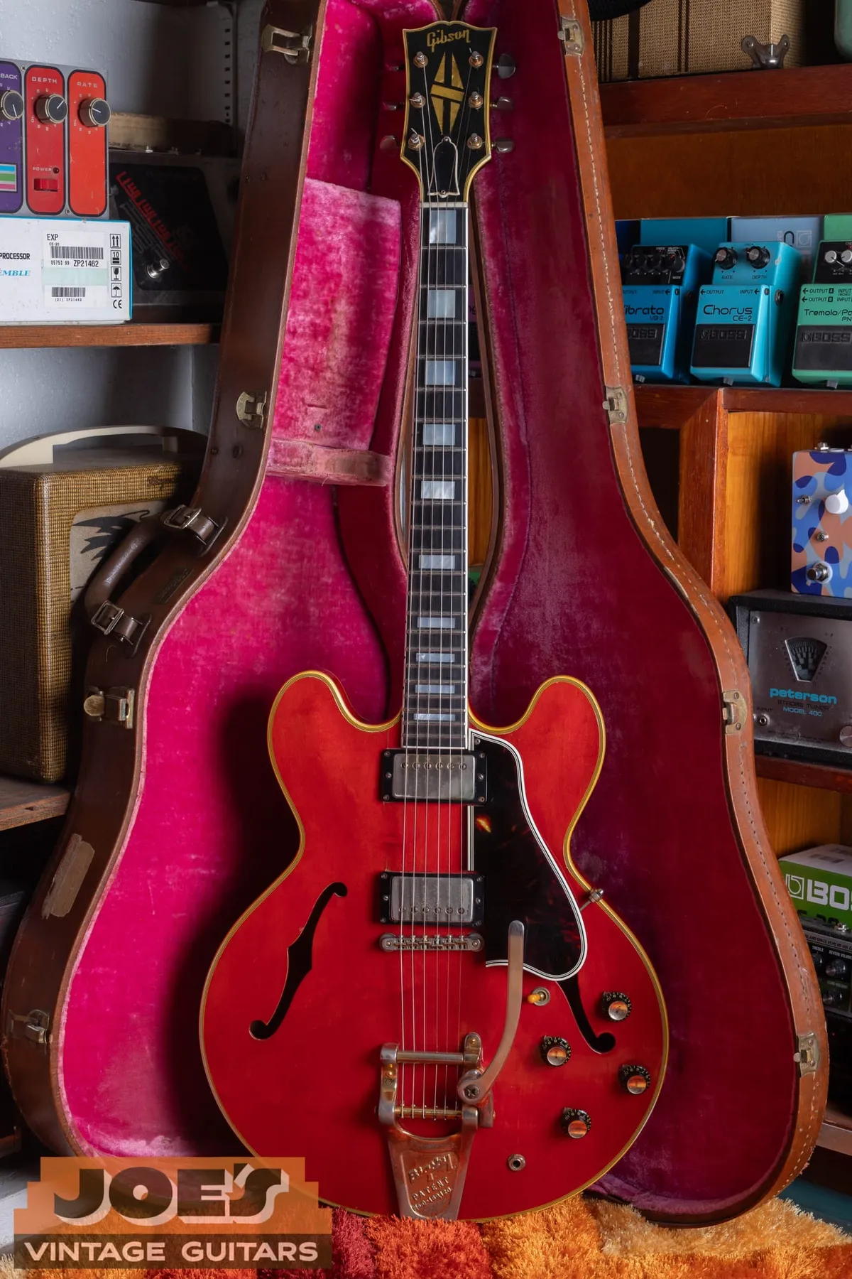 Cherry 1959 Gibson ES-355 with gold hardware and Bigsby vibrato