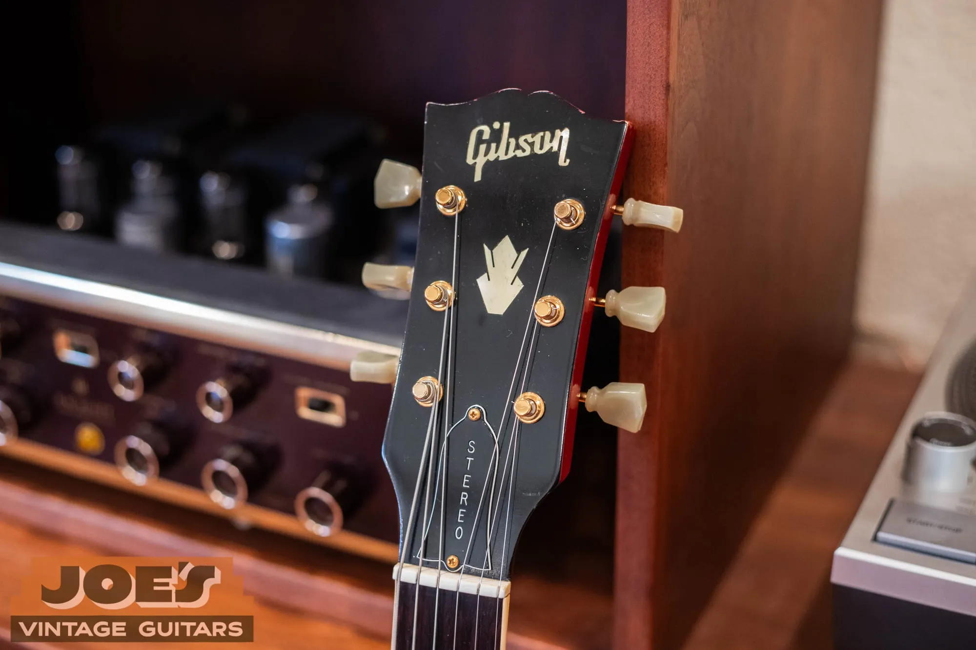 Crown headstock inlay and Stereo truss-rod cover on a 1966 Gibson ES-345