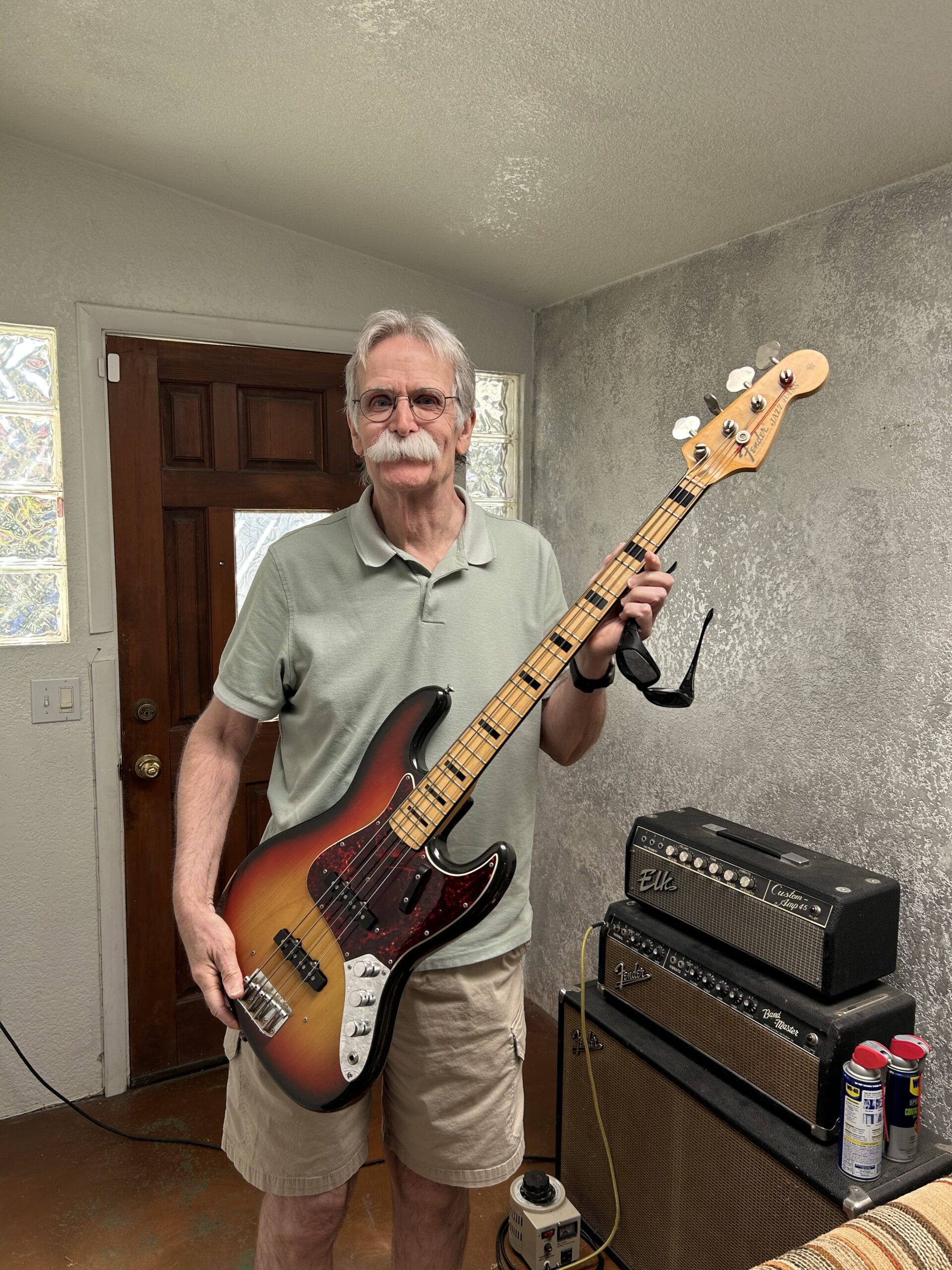 Jim with the Fender Jazz Bass he owned for more than forty years